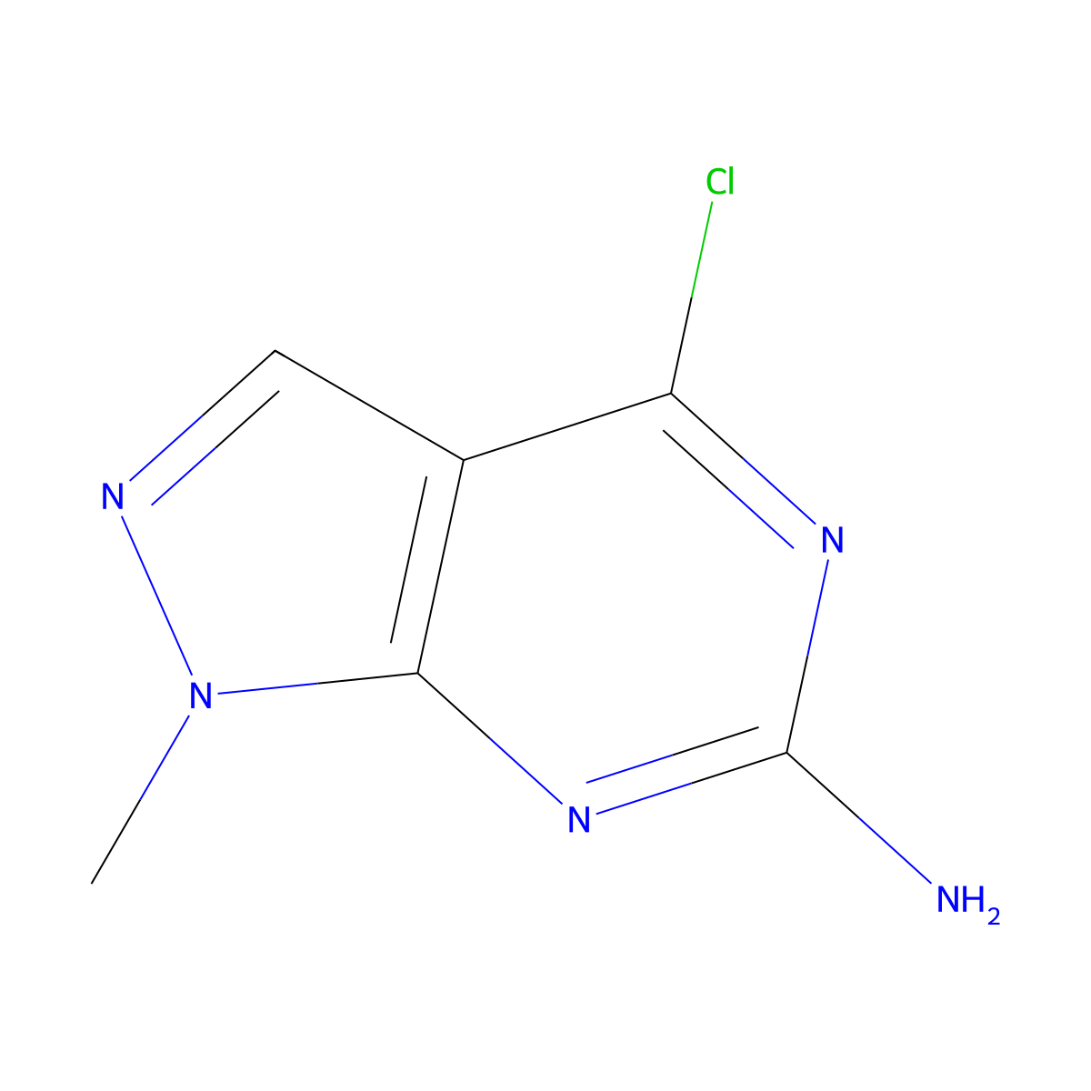4-chloro-1-methyl-1H-pyrazolo(3,4-d)pyrimidin-6-amine molecular structure, CAS 100644-66-4