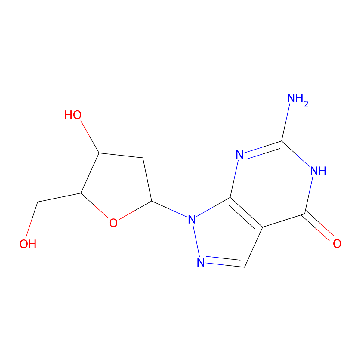 8-Aza-7-deaza-2'-deoxyguanosine molecular structure, CAS 100644-70-0