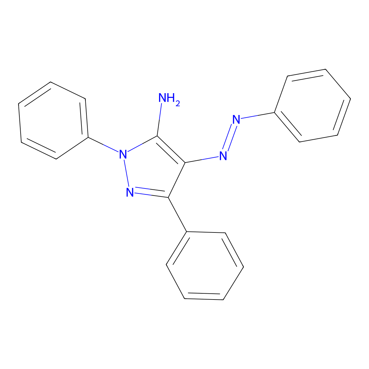 1,3-diphenyl-4-(phenyldiazenyl)-1H-pyrazol-5-ylamine molecular structure, CAS 100644-98-2