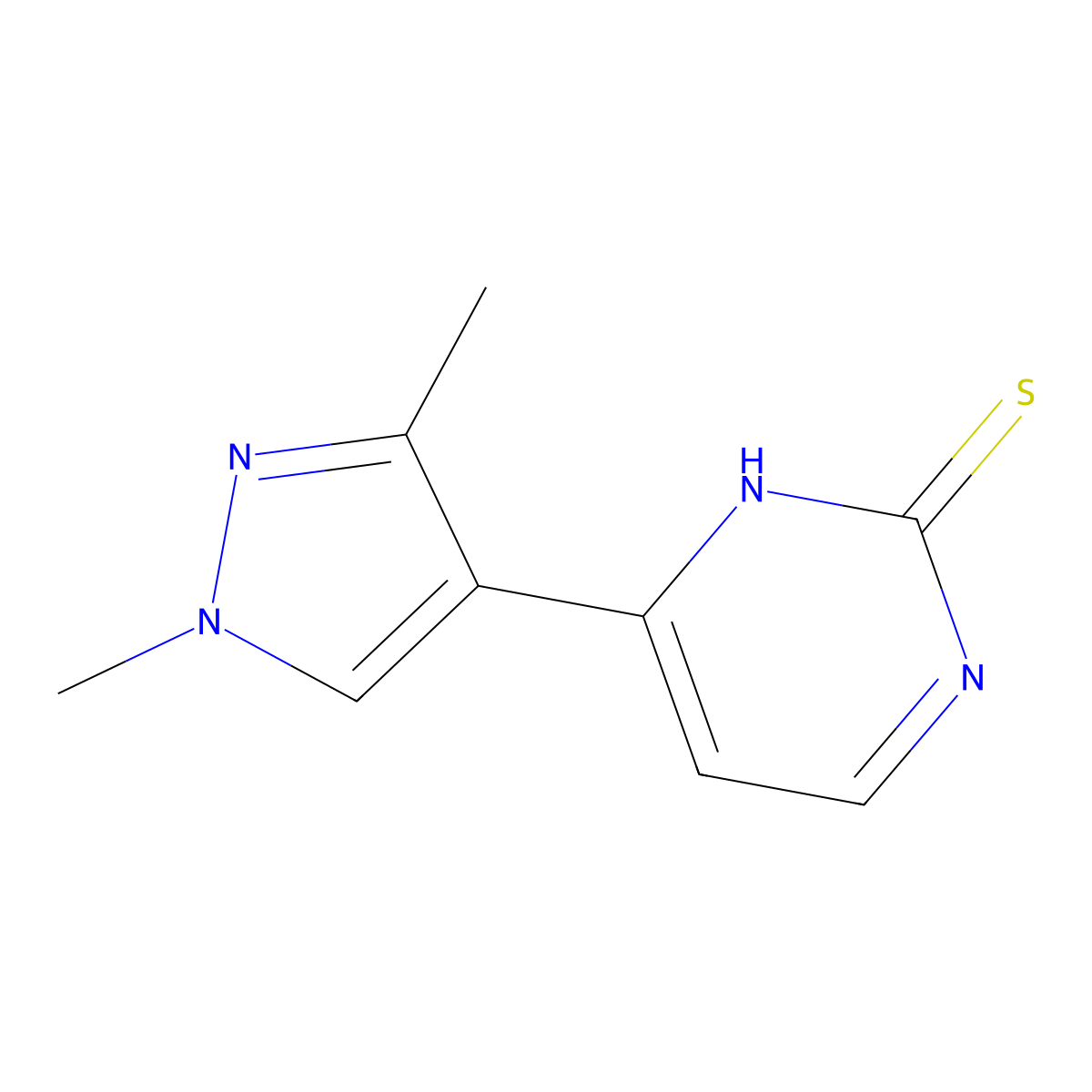 4-(1,3-dimethyl-1H-pyrazol-4-yl)pyrimidine-2-thiol molecular structure, CAS 1006440-07-8