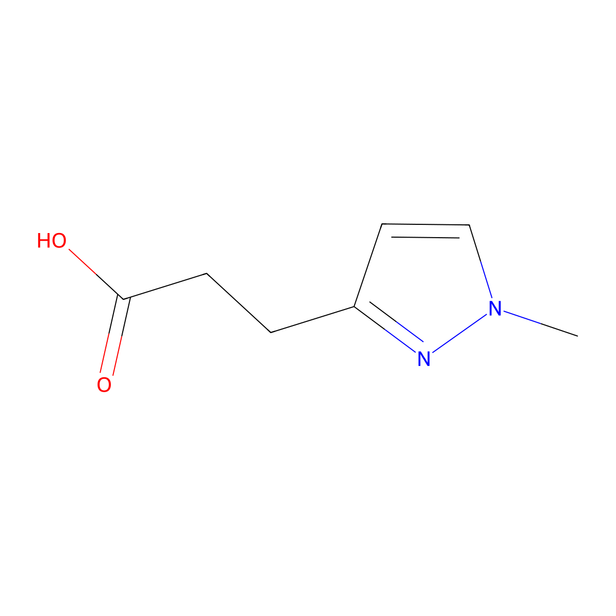 3-(1-methyl-1H-pyrazol-3-yl)propanoic acid molecular structure, CAS 1006440-24-9