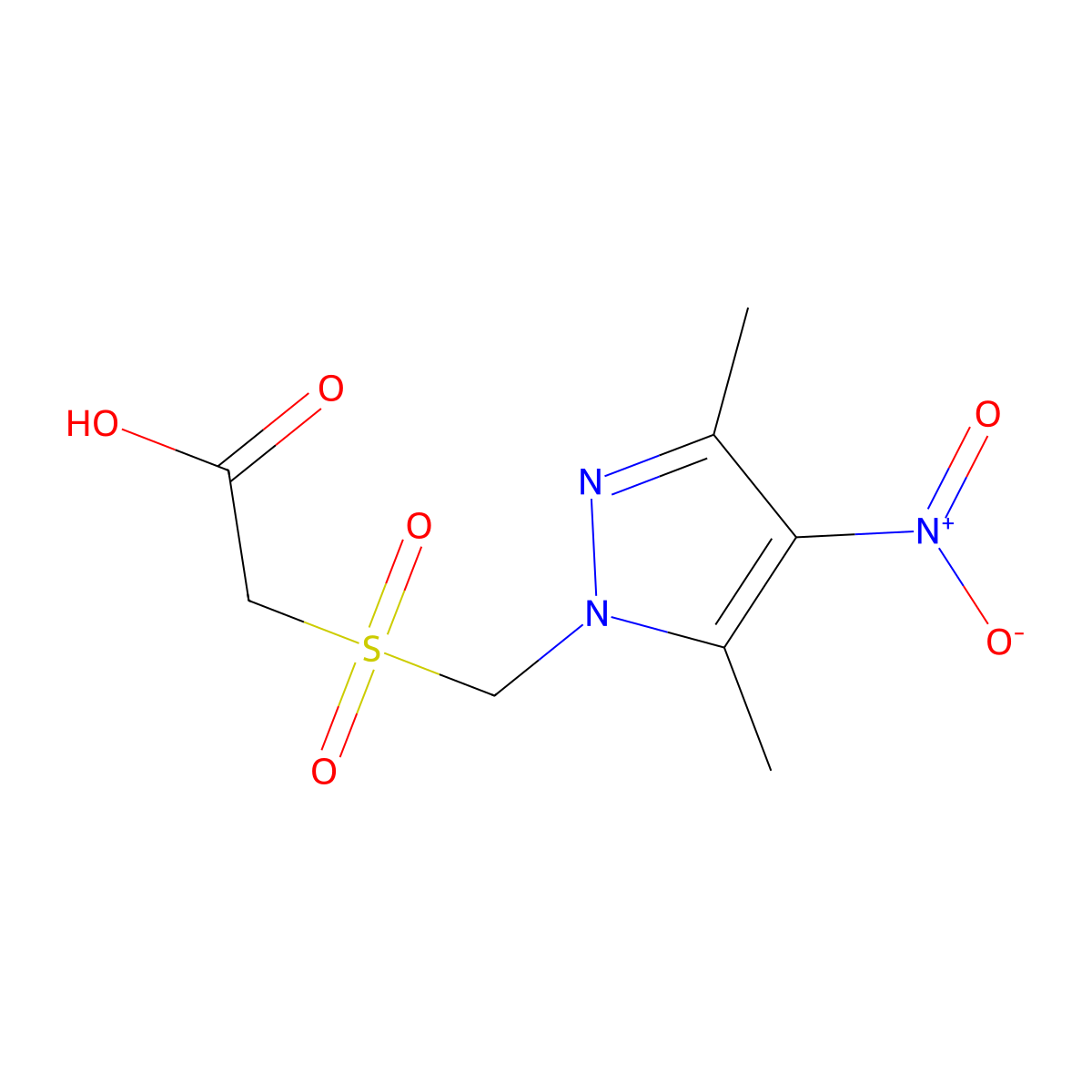 {[(3,5-Dimethyl-4-nitro-1H-pyrazol-1-YL)methyl]sulfonyl}acetic acid molecular structure, CAS 1006440-43-2