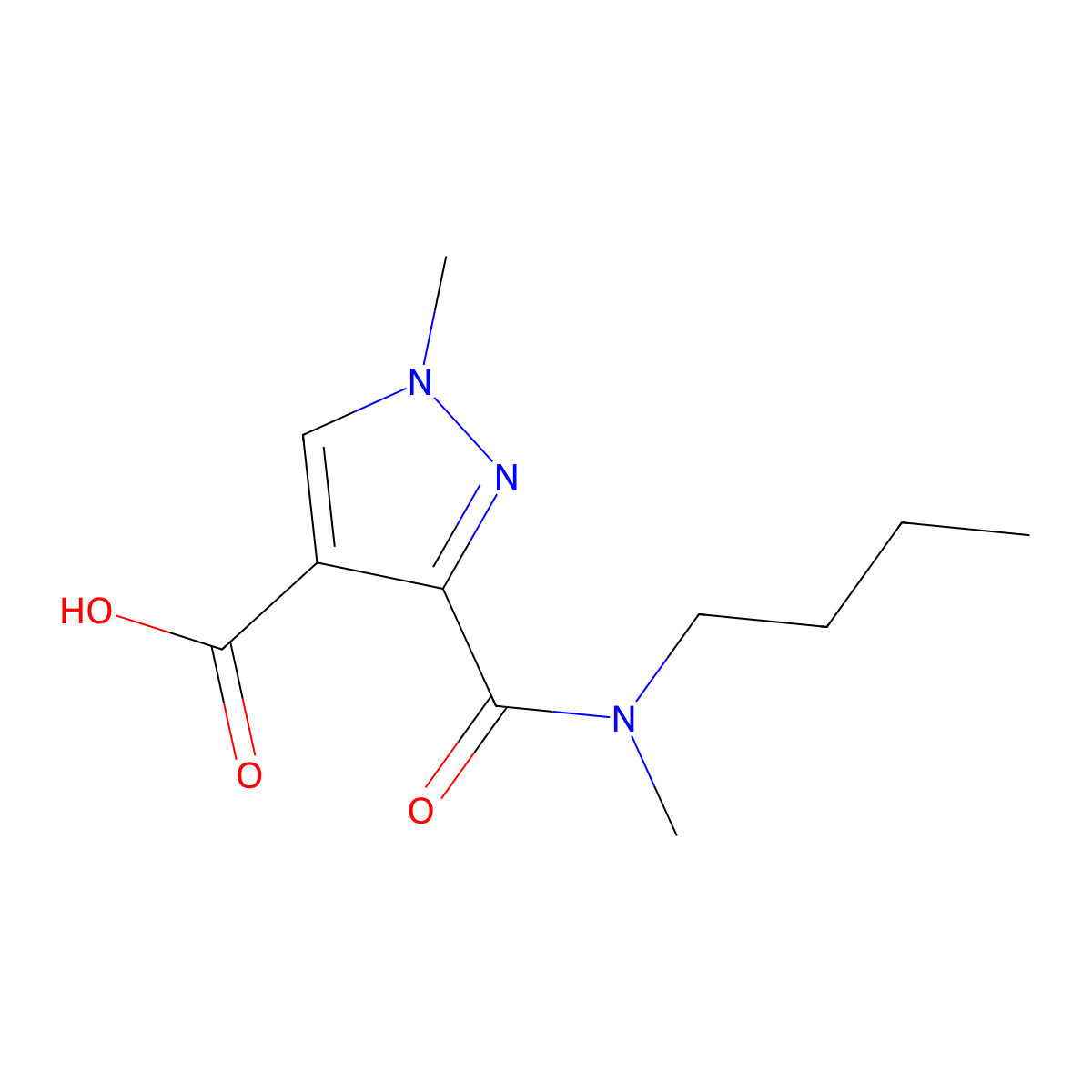 3-{[Butyl(methyl)amino]carbonyl}-1-methyl-1H-pyrazole-4-carboxylic acid molecular structure, CAS 1006440-50-1