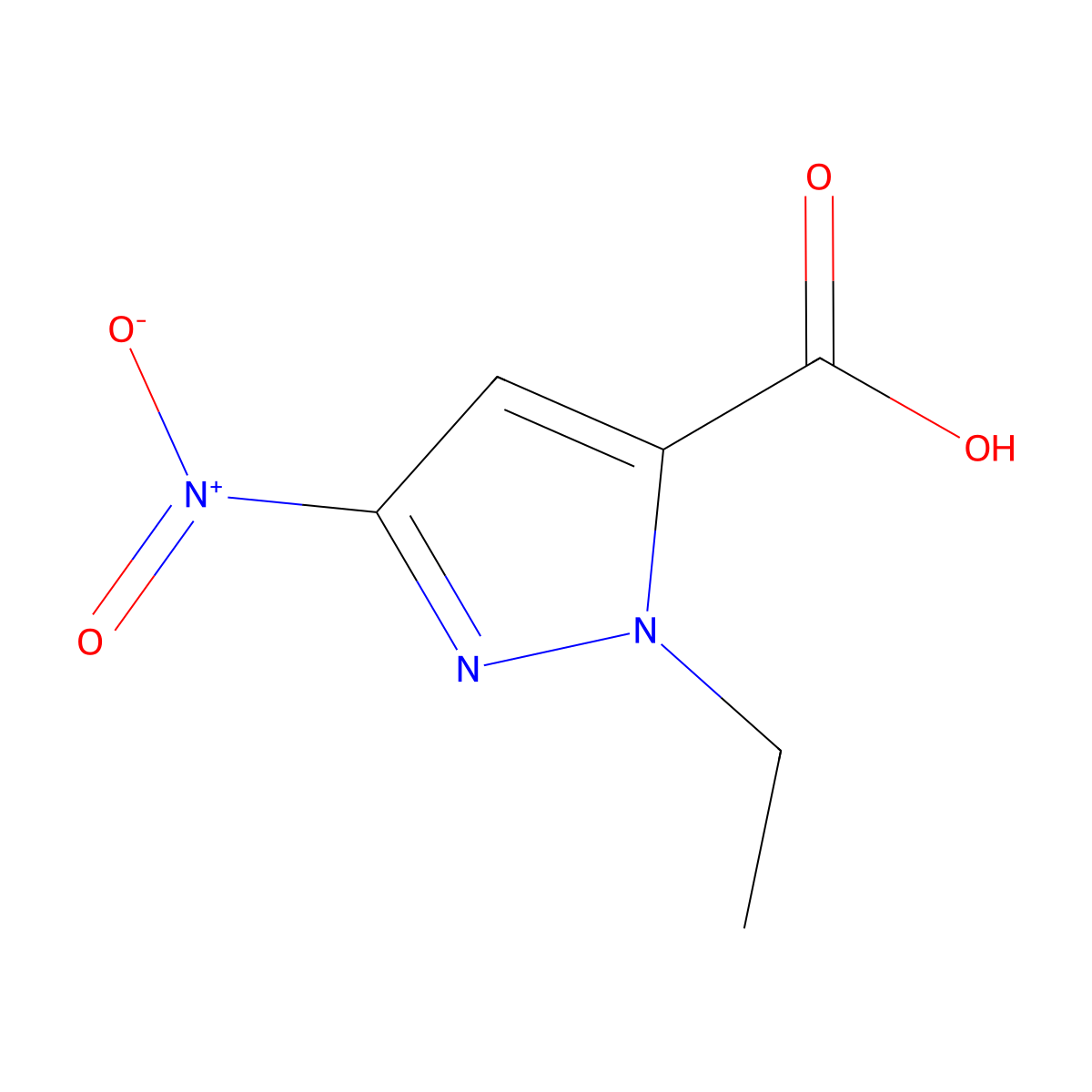 1-ethyl-3-nitro-1H-pyrazole-5-carboxylic acid molecular structure, CAS 1006441-04-8