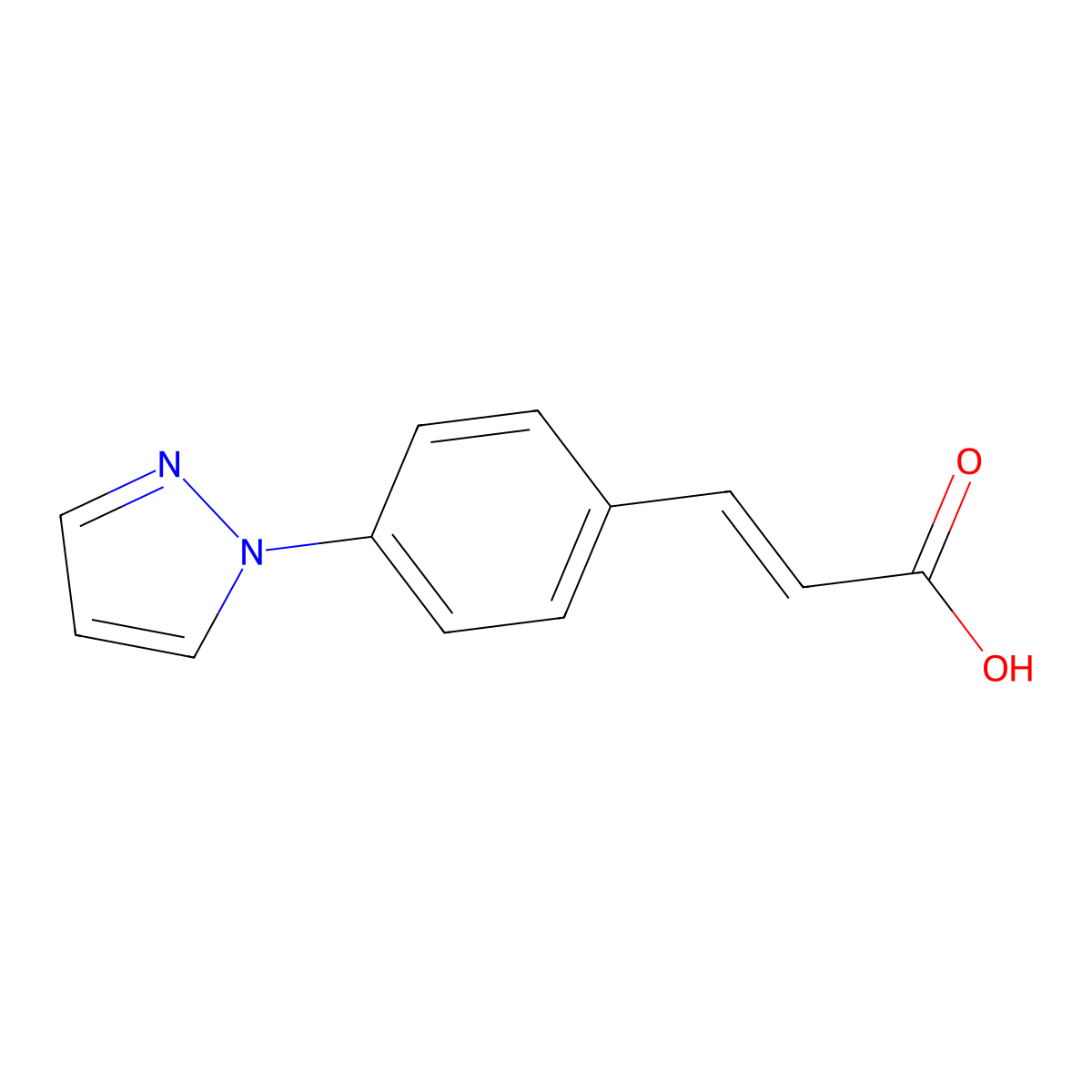 3-[4-(1H-Pyrazol-1-yl)phenyl]acrylic acid molecular structure, CAS 1006441-28-6