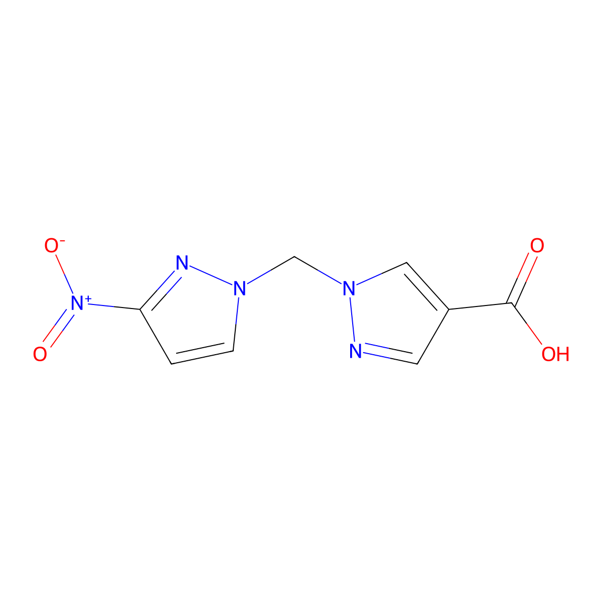 1-[(3-nitro-1H-pyrazol-1-yl)methyl]-1H-pyrazole-4-carboxylic acid molecular structure, CAS 1006441-61-7