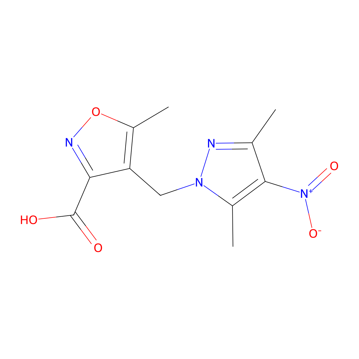 4-[(3,5-dimethyl-4-nitro-1H-pyrazol-1-yl)methyl]-5-methylisoxazole-3-carboxylic acid molecular structure, CAS 1006441-85-5