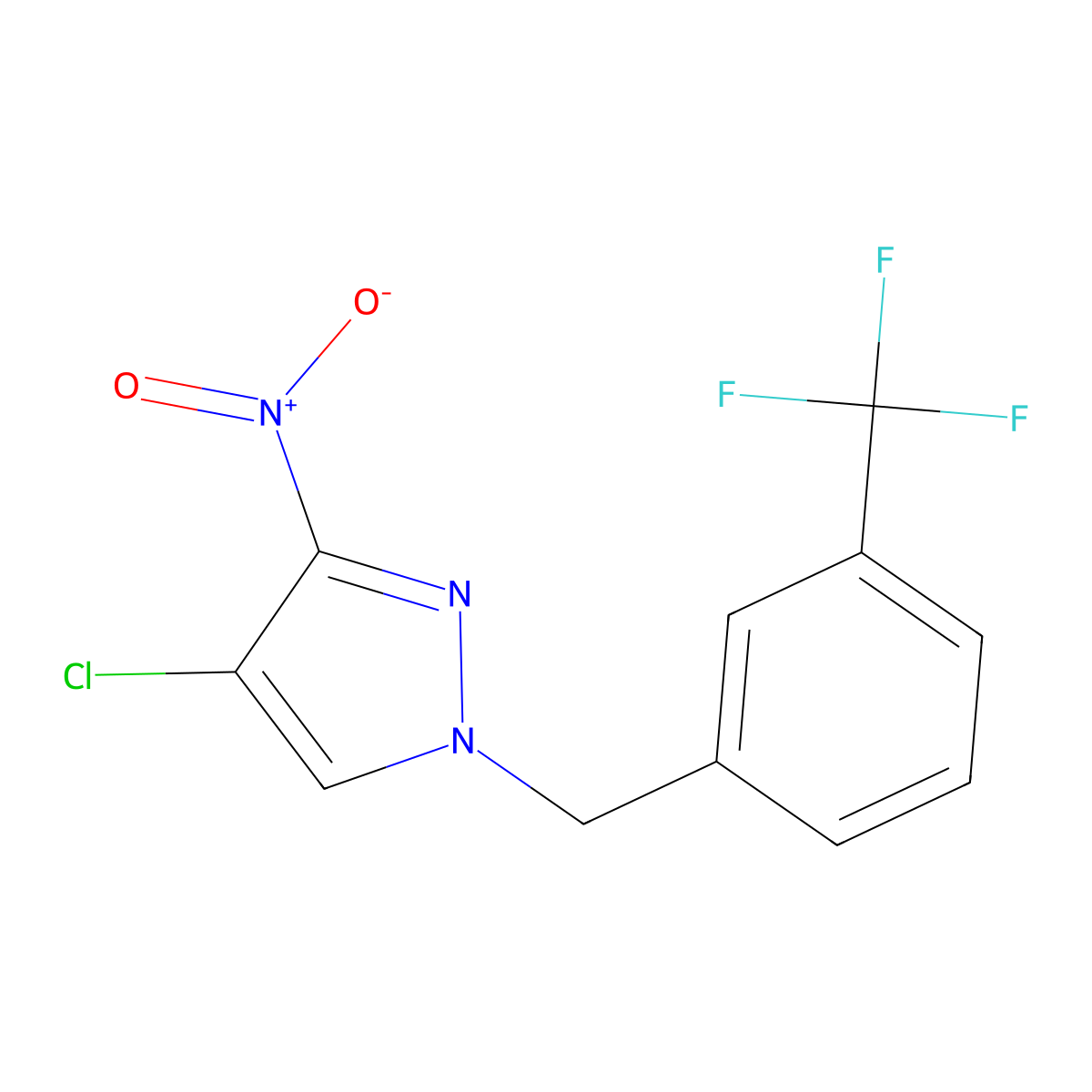 4-chloro-3-nitro-1-[3-(trifluoromethyl)benzyl]-1H-pyrazole molecular structure, CAS 1006441-97-9