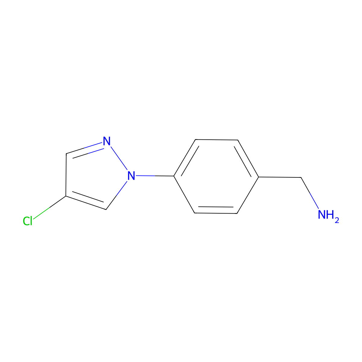 (4-(4-Chloro-1H-pyrazol-1-yl)phenyl)methanamine molecular structure, CAS 1006442-29-0