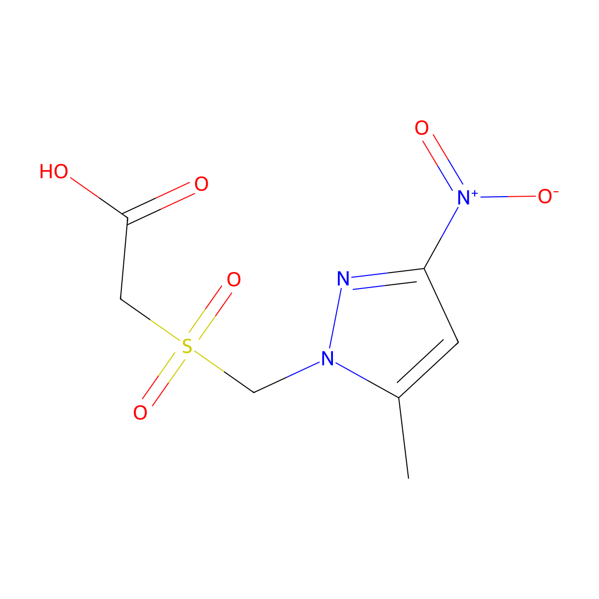 {[(5-methyl-3-nitro-1H-pyrazol-1-yl)methyl]sulfonyl}acetic acid molecular structure, CAS 1006442-39-2