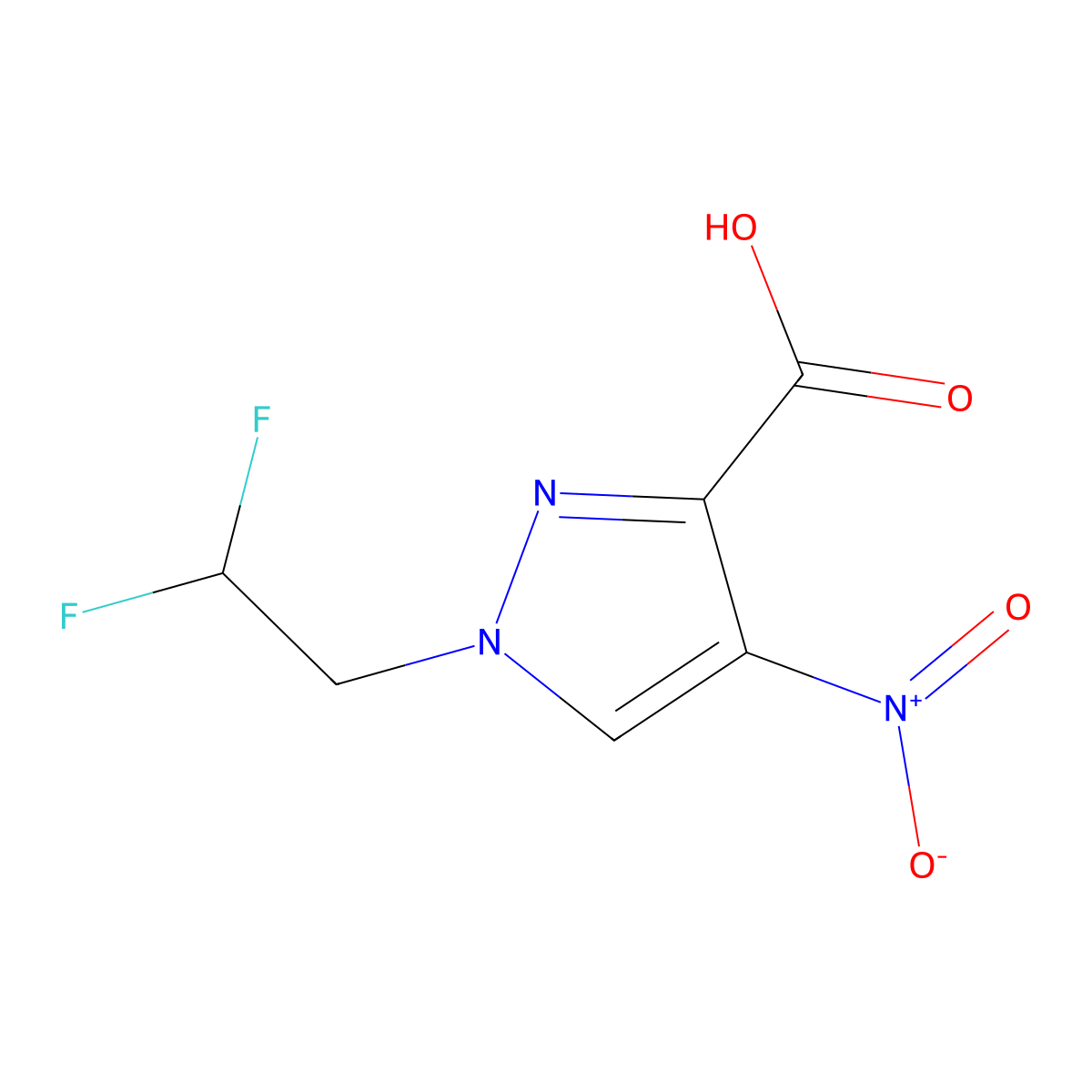 1-(2,2-Difluoroethyl)-4-nitro-1H-pyrazole-3-carboxylic acid molecular structure, CAS 1006442-59-6