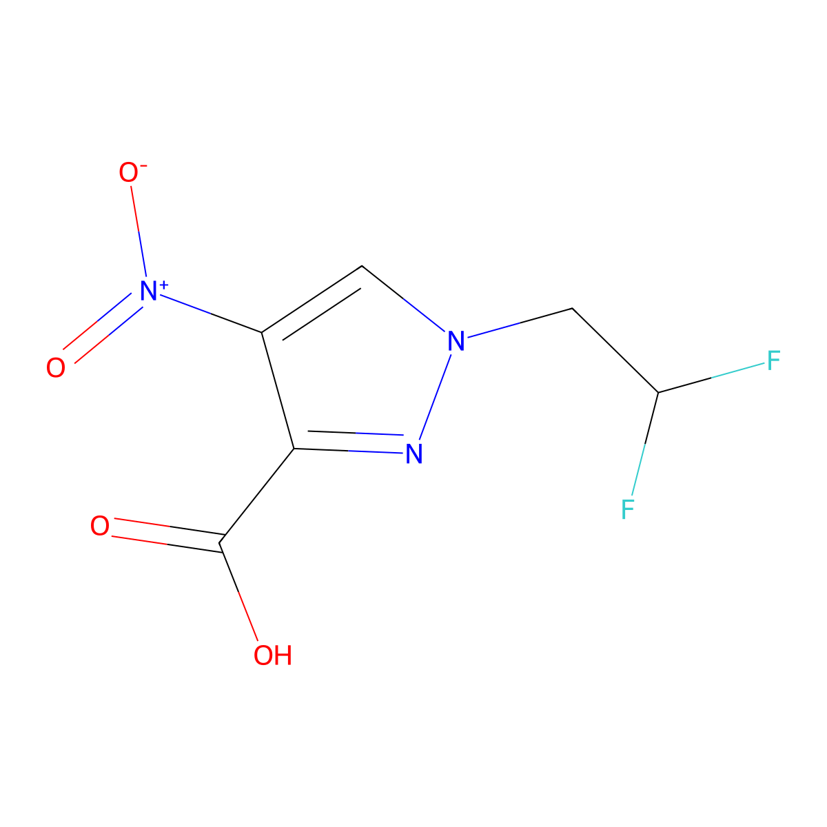 1-(2,2-Difluoroethyl)-4-nitro-1H-pyrazole-3-carboxylic acid molecular structure, CAS 1006442-59-6