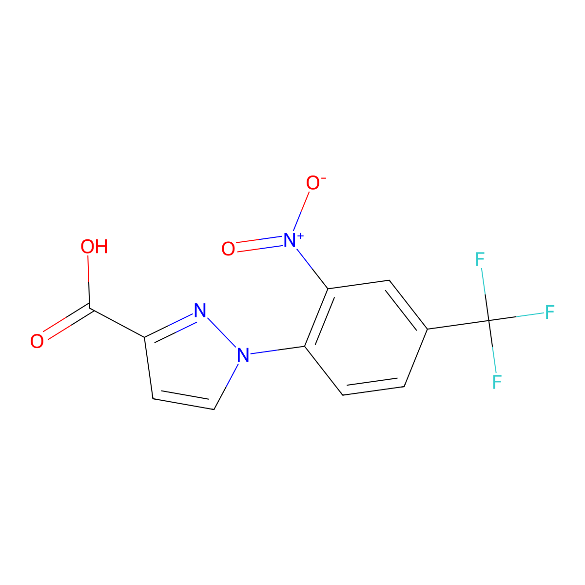 1-[2-nitro-4-(trifluoromethyl)phenyl]-1H-pyrazole-3-carboxylic acid molecular structure, CAS 1006442-79-0