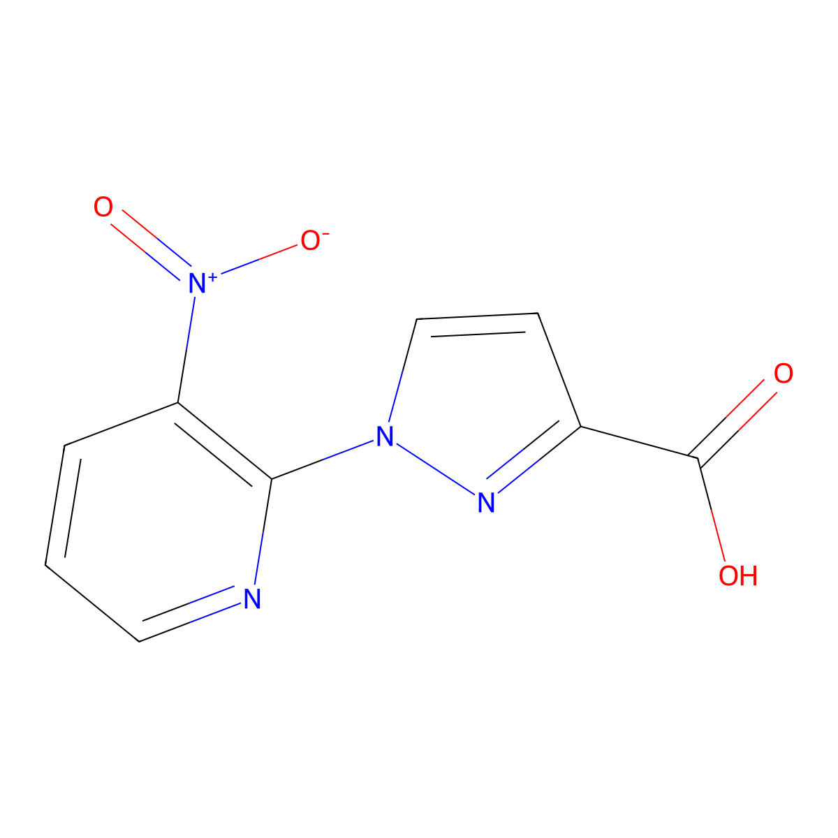 1-(3-nitropyridin-2-yl)-1H-pyrazole-3-carboxylic acid molecular structure, CAS 1006442-98-3