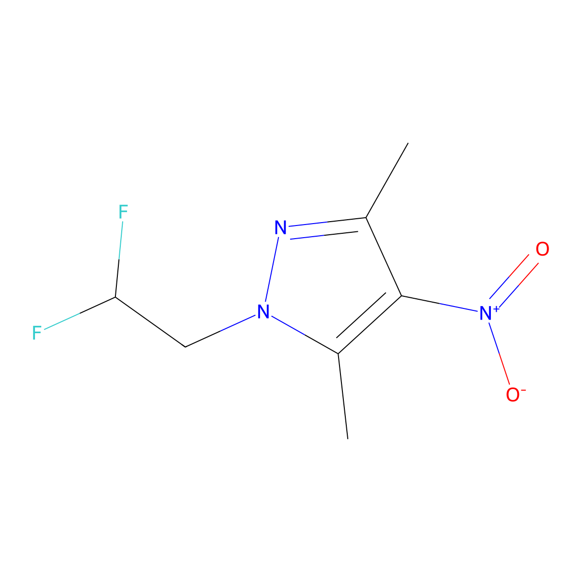 1-(2,2-difluoroethyl)-3,5-dimethyl-4-nitro-1H-pyrazole molecular structure, CAS 1006443-08-8