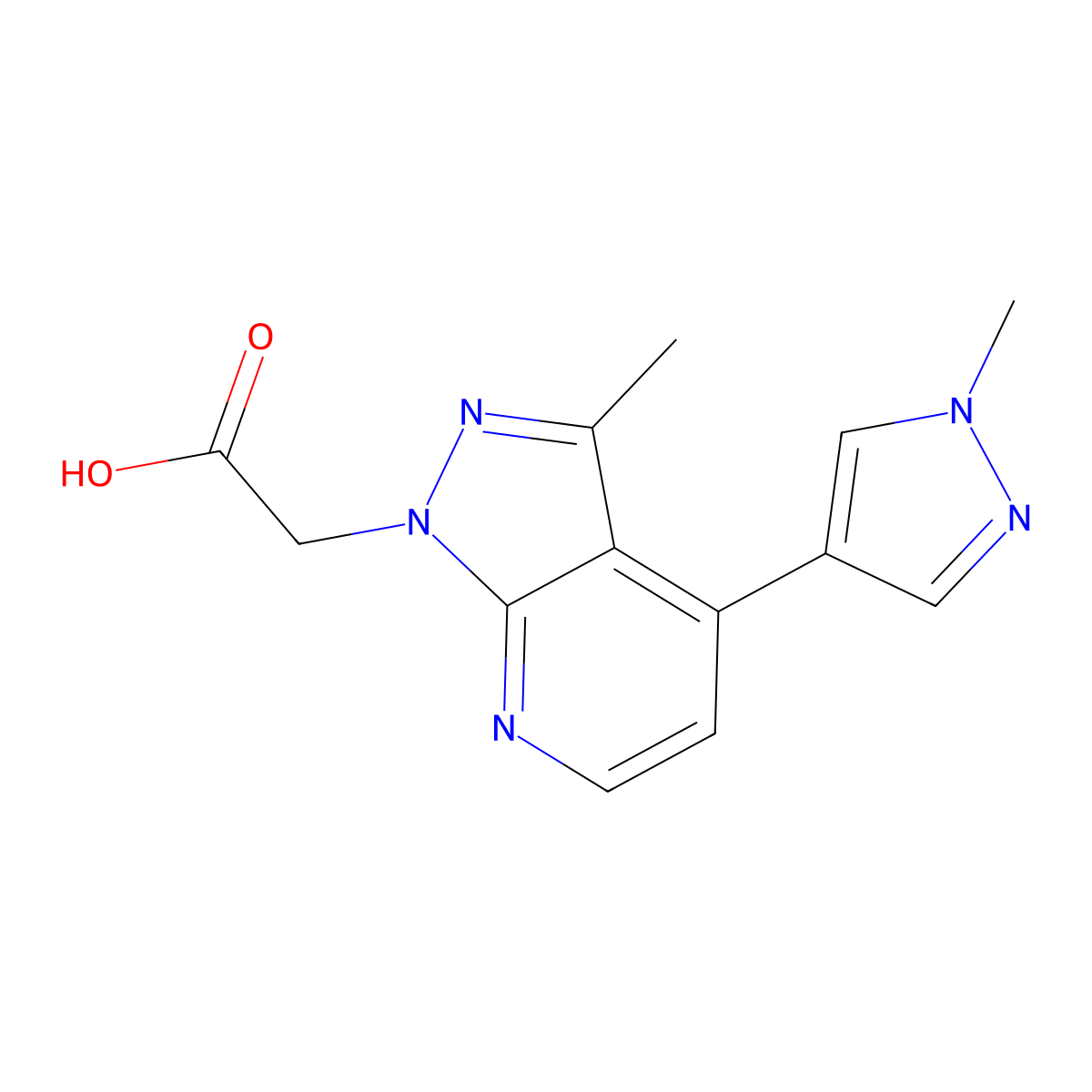[3-methyl-4-(1-methyl-1H-pyrazol-4-yl)-1H-pyrazolo[3,4-b]pyridin-1-yl]acetic acid molecular structure, CAS 1006444-38-7
