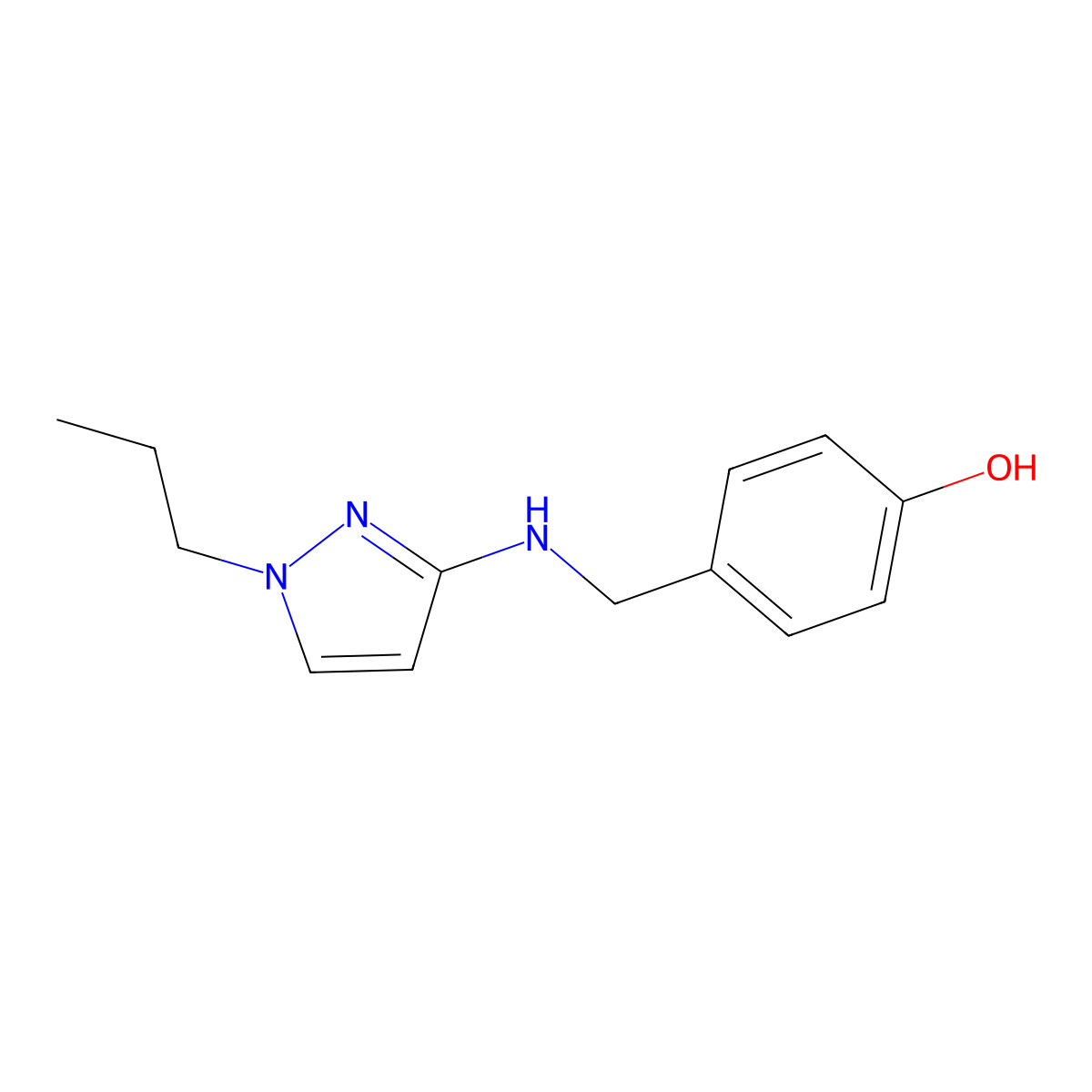 4-(((1-Propyl-1H-pyrazol-3-yl)amino)methyl)phenol molecular structure, CAS 1006445-51-7