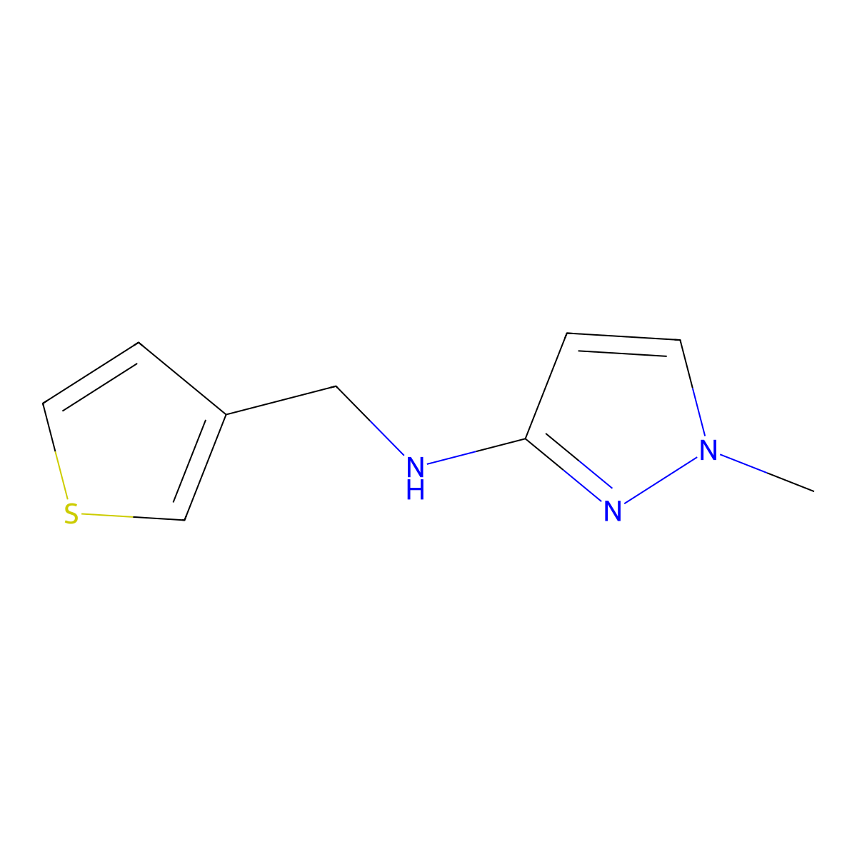1-methyl-N-(thiophen-3-ylmethyl)-1H-pyrazol-3-amine molecular structure, CAS 1006446-07-6