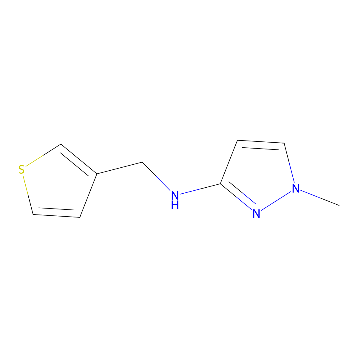 1-methyl-N-(thiophen-3-ylmethyl)-1H-pyrazol-3-amine molecular structure, CAS 1006446-07-6