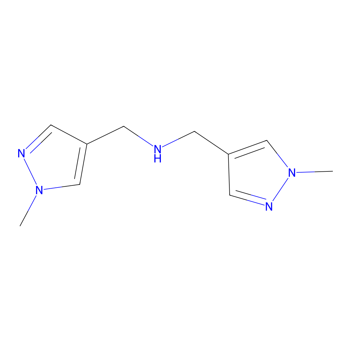 Bis((1-methyl-1H-pyrazol-4-yl)methyl)amine molecular structure, CAS 1006446-08-7