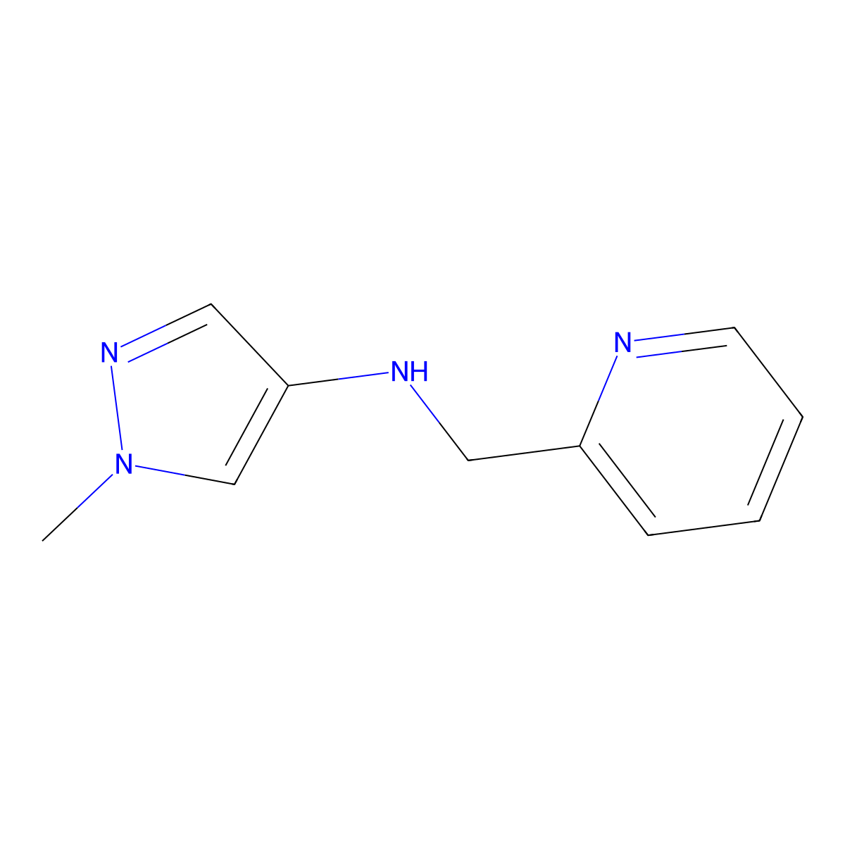 1-Methyl-N-(pyridin-2-ylmethyl)-1H-pyrazol-4-amine molecular structure, CAS 1006446-23-6