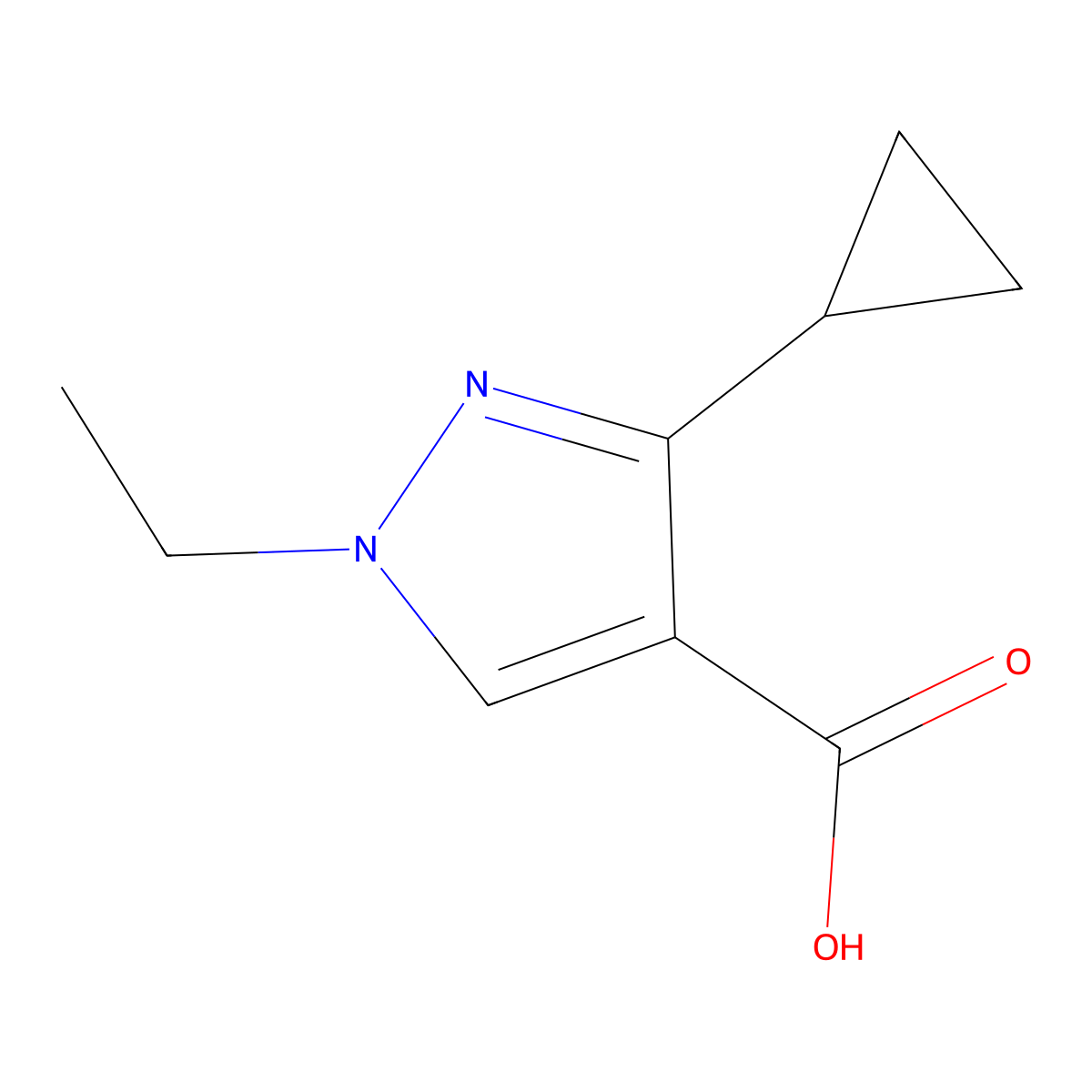 3-cyclopropyl-1-ethyl-1H-pyrazole-4-carboxylic acid molecular structure, CAS 1006446-33-8