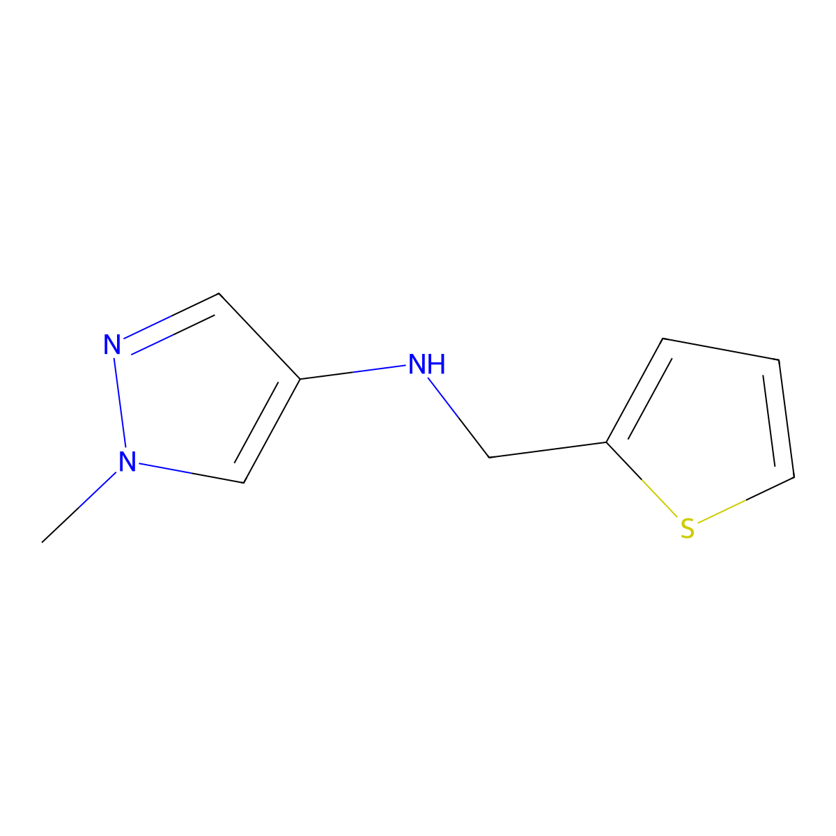 1-methyl-N-[(thiophen-2-yl)methyl]-1H-pyrazol-4-amine molecular structure, CAS 1006446-34-9