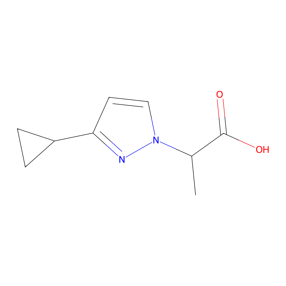 2-(3-cyclopropyl-1H-pyrazol-1-yl)propanoic acid molecular structure, CAS 1006446-48-5
