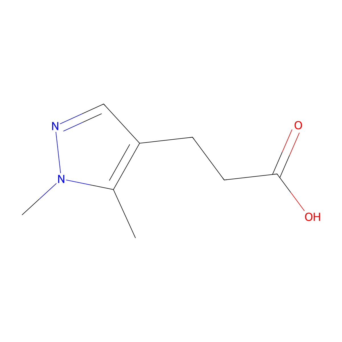 3-(1,5-dimethyl-1H-pyrazol-4-yl)propanoic acid molecular structure, CAS 1006446-62-3