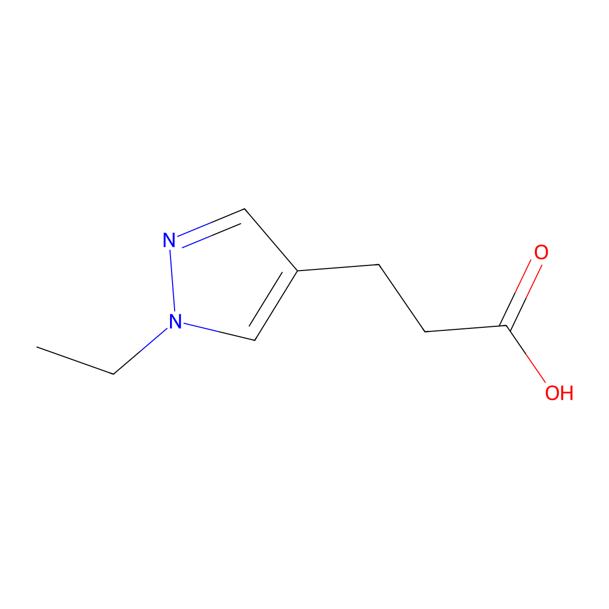 3-(1-ethyl-1H-pyrazol-4-yl)propanoic acid molecular structure, CAS 1006446-67-8