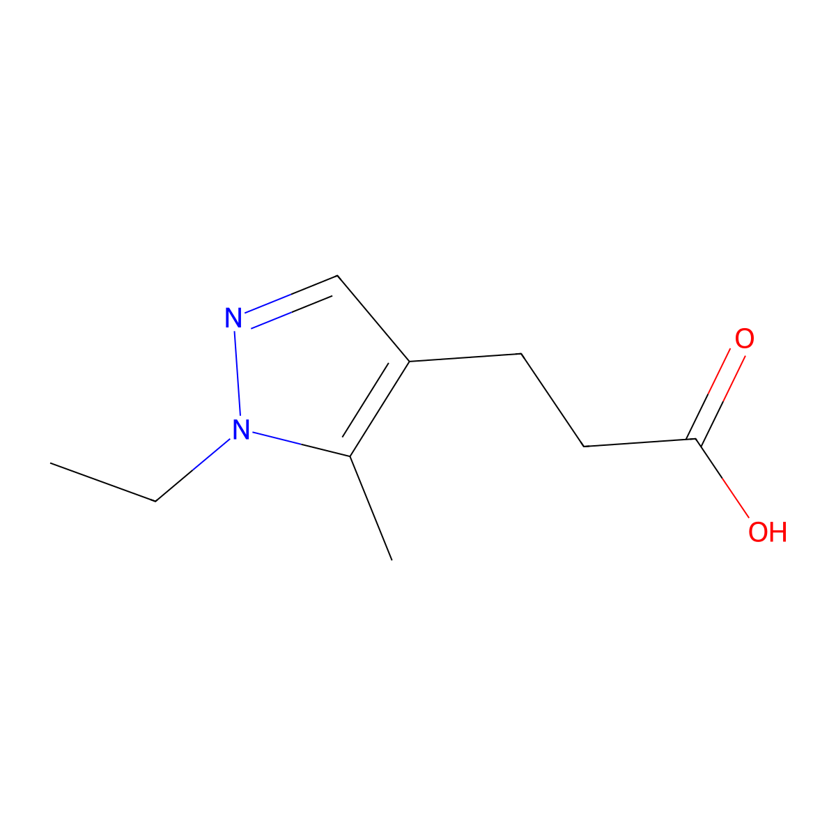 3-(1-ethyl-5-methyl-1H-pyrazol-4-yl)propanoic acid molecular structure, CAS 1006446-72-5