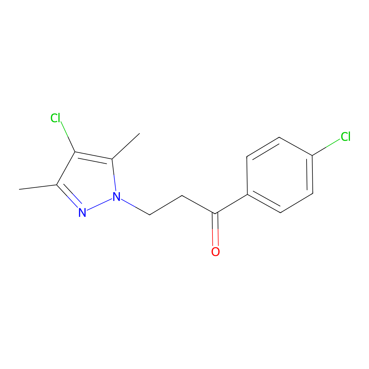 3-(4-chloro-3,5-dimethyl-1H-pyrazol-1-yl)-1-(4-chlorophenyl)propan-1-one molecular structure, CAS 1006447-63-7