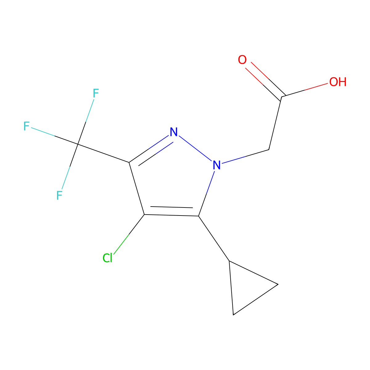 2-[4-chloro-5-cyclopropyl-3-(trifluoromethyl)-1H-pyrazol-1-yl]acetic acid molecular structure, CAS 1006447-79-5