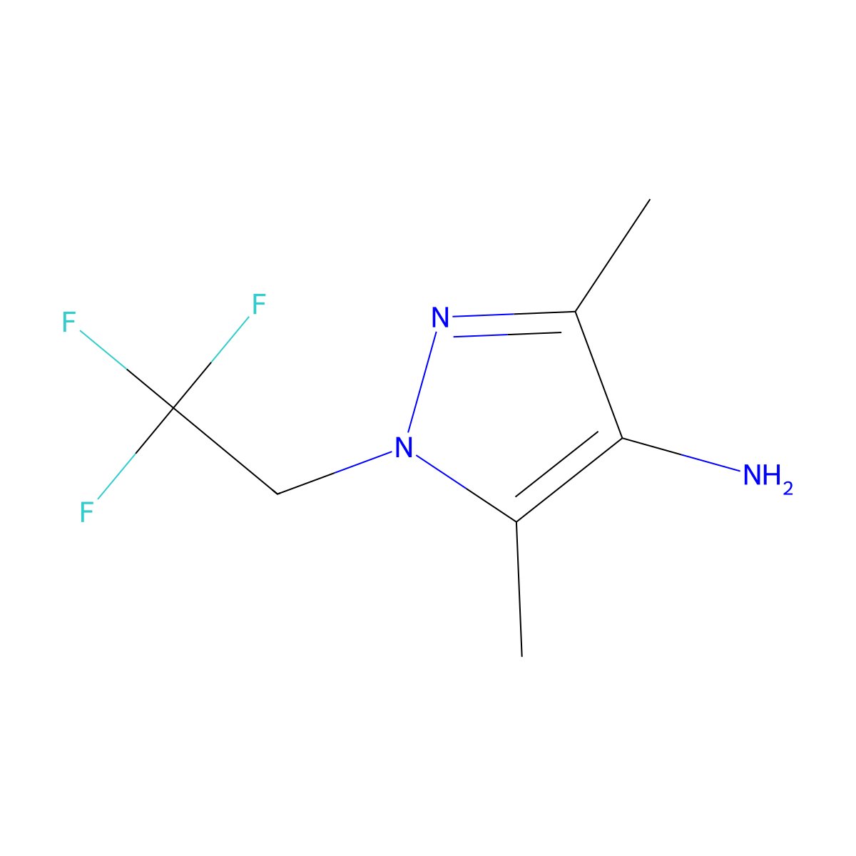 3,5-Dimethyl-1-(2,2,2-trifluoroethyl)-1H-pyrazol-4-amine molecular structure, CAS 1006448-53-8
