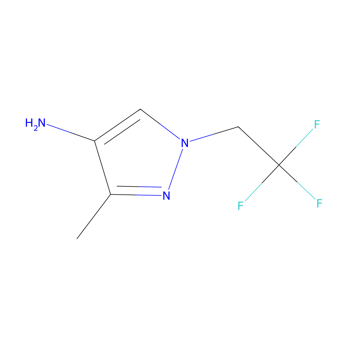 3-Methyl-1-(2,2,2-trifluoroethyl)-1H-pyrazol-4-amine molecular structure, CAS 1006448-59-4