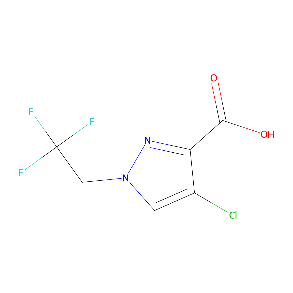 4-Chloro-1-(2,2,2-trifluoroethyl)-1H-pyrazole-3-carboxylic acid molecular structure, CAS 1006448-63-0