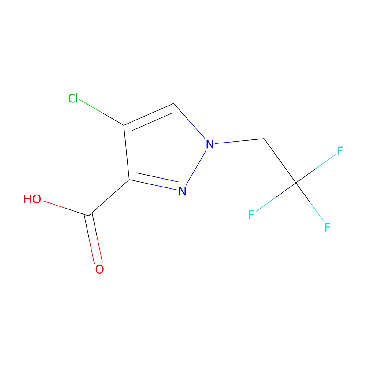 4-Chloro-1-(2,2,2-trifluoroethyl)-1H-pyrazole-3-carboxylic acid molecular structure, CAS 1006448-63-0