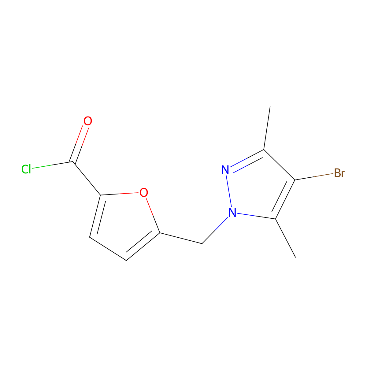 5-[(4-Bromo-3,5-dimethyl-1H-pyrazol-1-YL)methyl]-2-furoyl chloride molecular structure, CAS 1006448-79-8