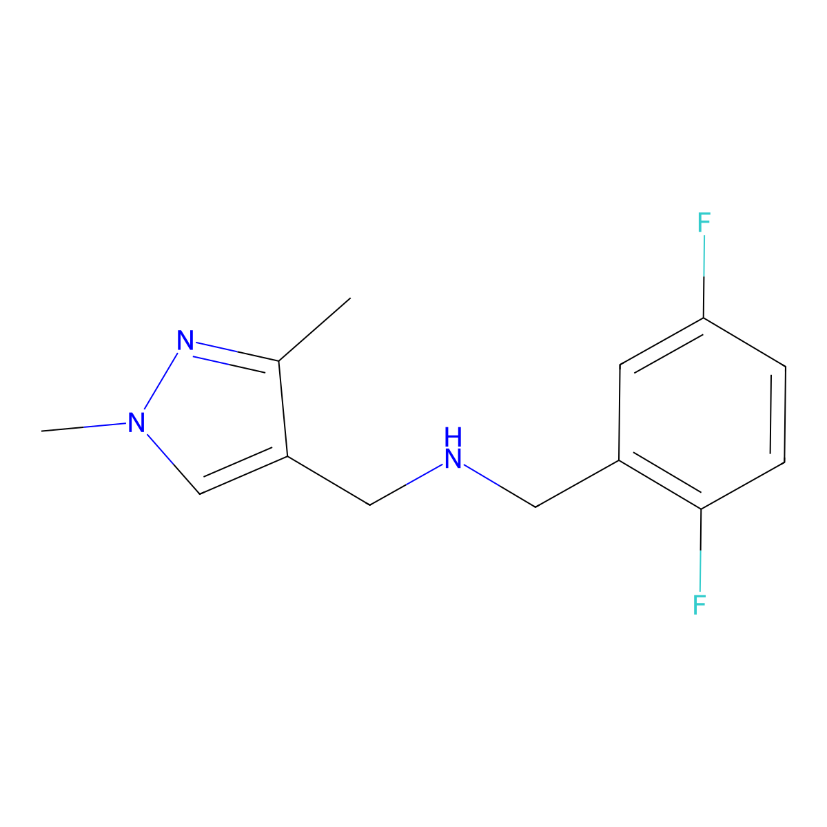 N-(2,5-Difluorobenzyl)-1-(1,3-dimethyl-1H-pyrazol-4-yl)methanamine molecular structure, CAS 1006449-75-7