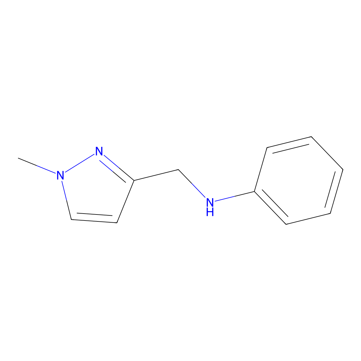 N-((1-Methyl-1H-pyrazol-3-yl)methyl)aniline molecular structure, CAS 1006449-83-7