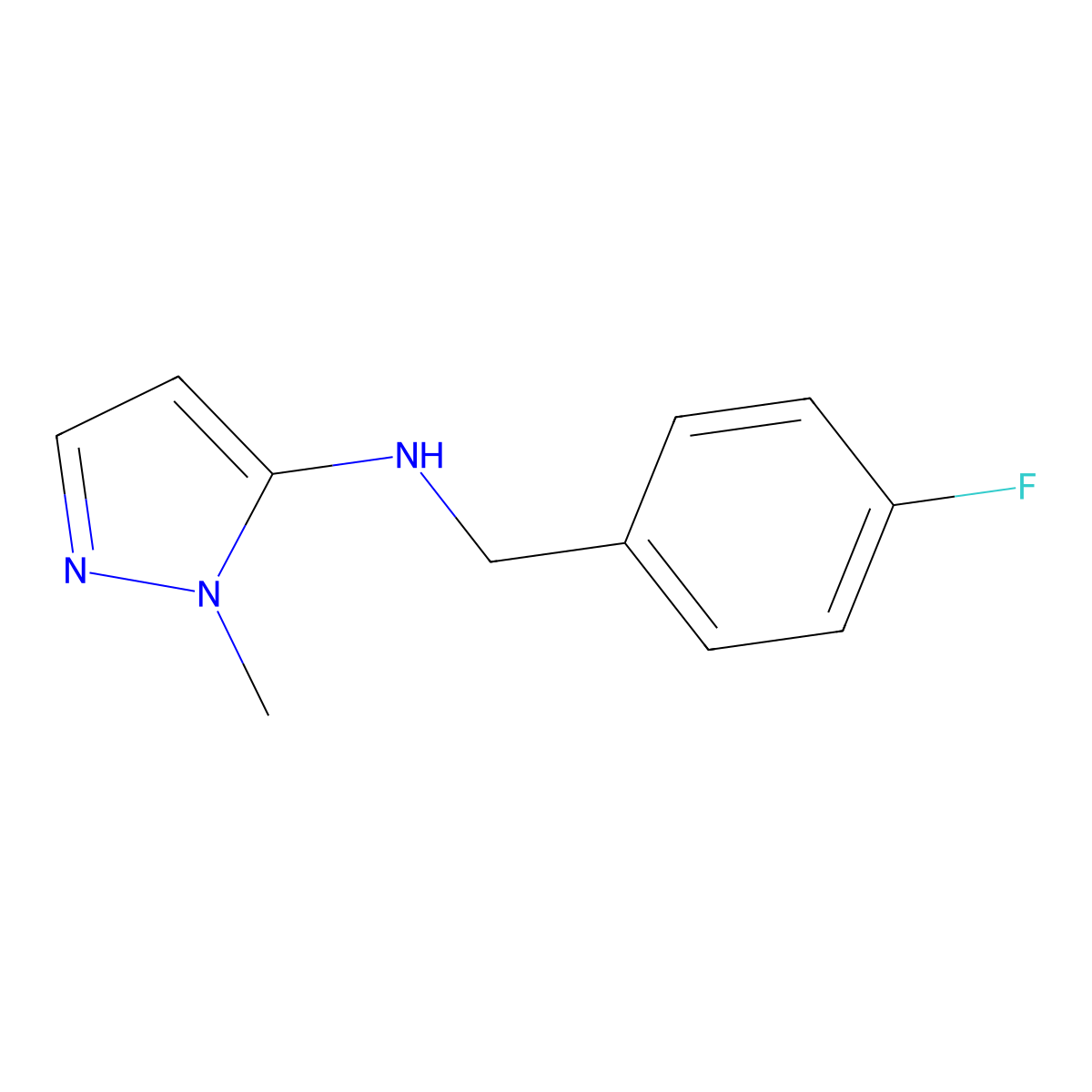 N-[(4-Fluorophenyl)methyl]-1-methyl-1H-pyrazol-5-amine molecular structure, CAS 1006449-84-8