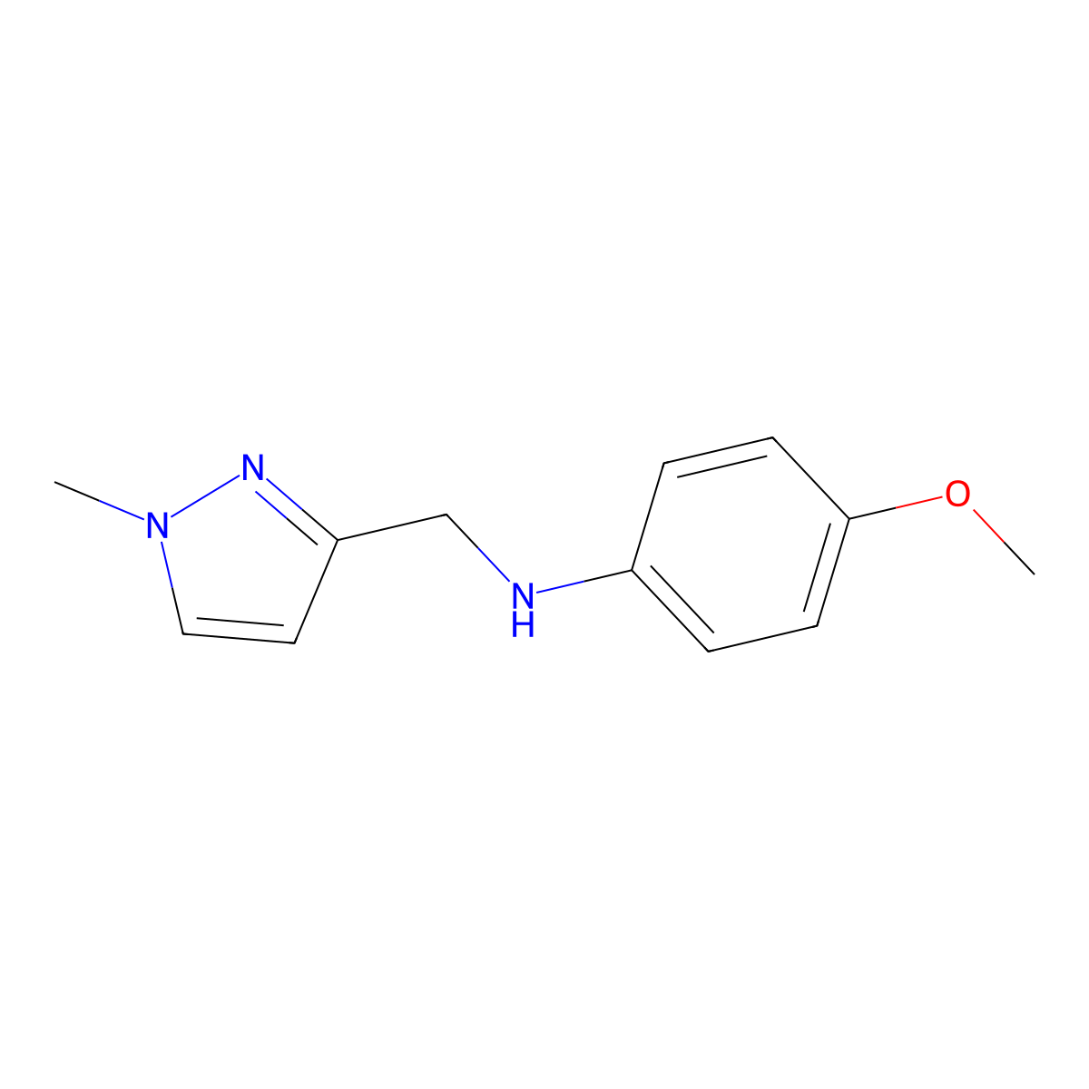 4-Methoxy-N-((1-methyl-1H-pyrazol-3-yl)methyl)aniline molecular structure, CAS 1006449-92-8