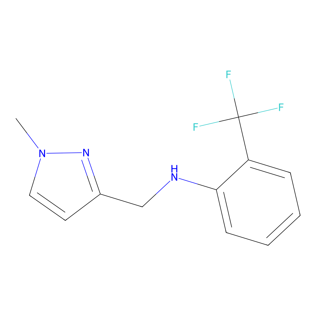 [(1-Methylpyrazol-3-yl)methyl][2-(trifluoromethyl)phenyl]amine molecular structure, CAS 1006449-98-4