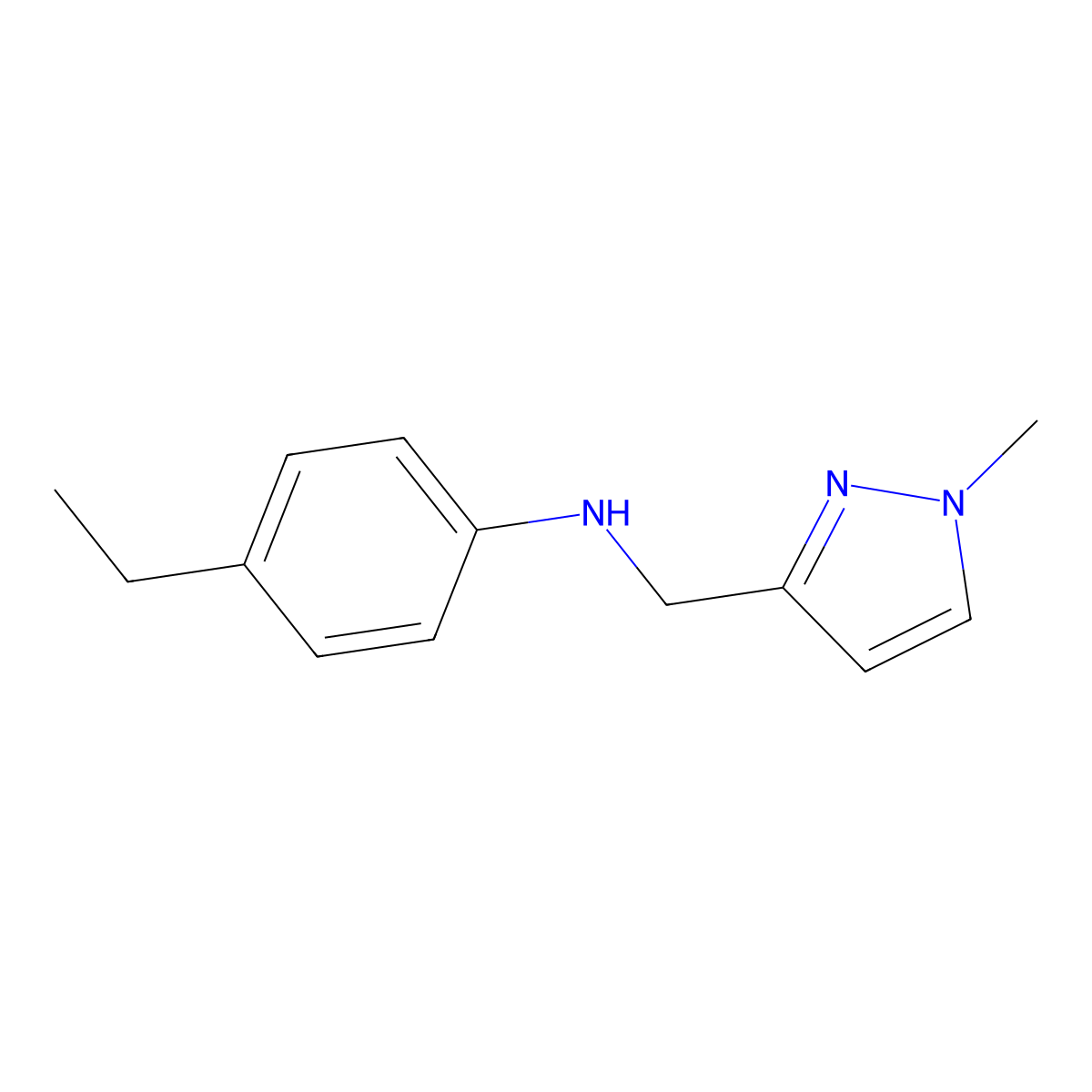4-Ethyl-N-((1-methyl-1H-pyrazol-3-yl)methyl)aniline molecular structure, CAS 1006450-01-6