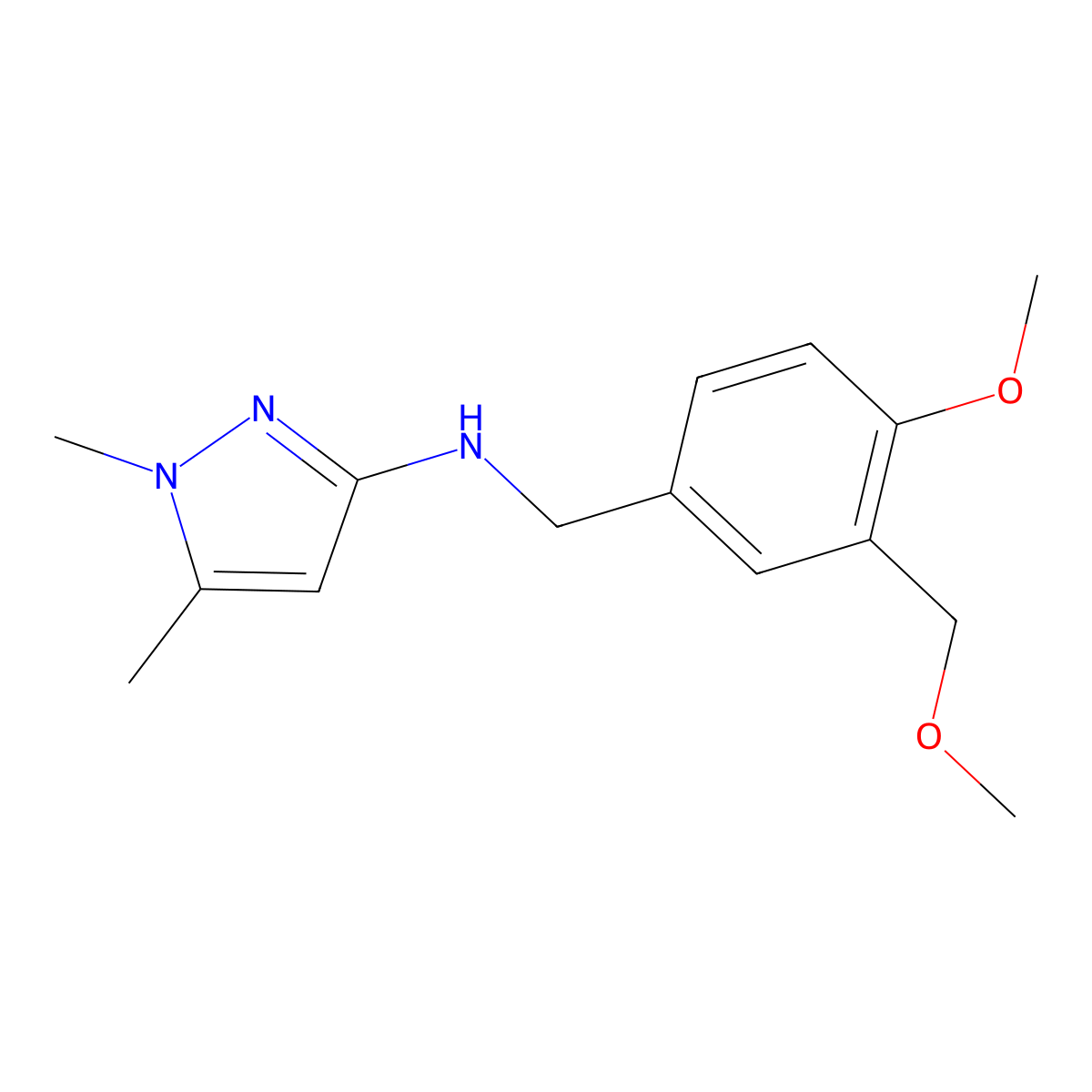 N-(4-Methoxy-3-(methoxymethyl)benzyl)-1,5-dimethyl-1H-pyrazol-3-amine molecular structure, CAS 1006450-68-5