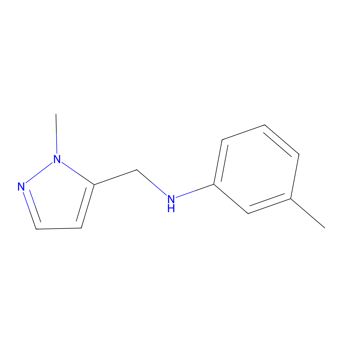 3-Methyl-N-[(1-methyl-1H-pyrazol-5-yl)methyl]aniline molecular structure, CAS 1006450-87-8