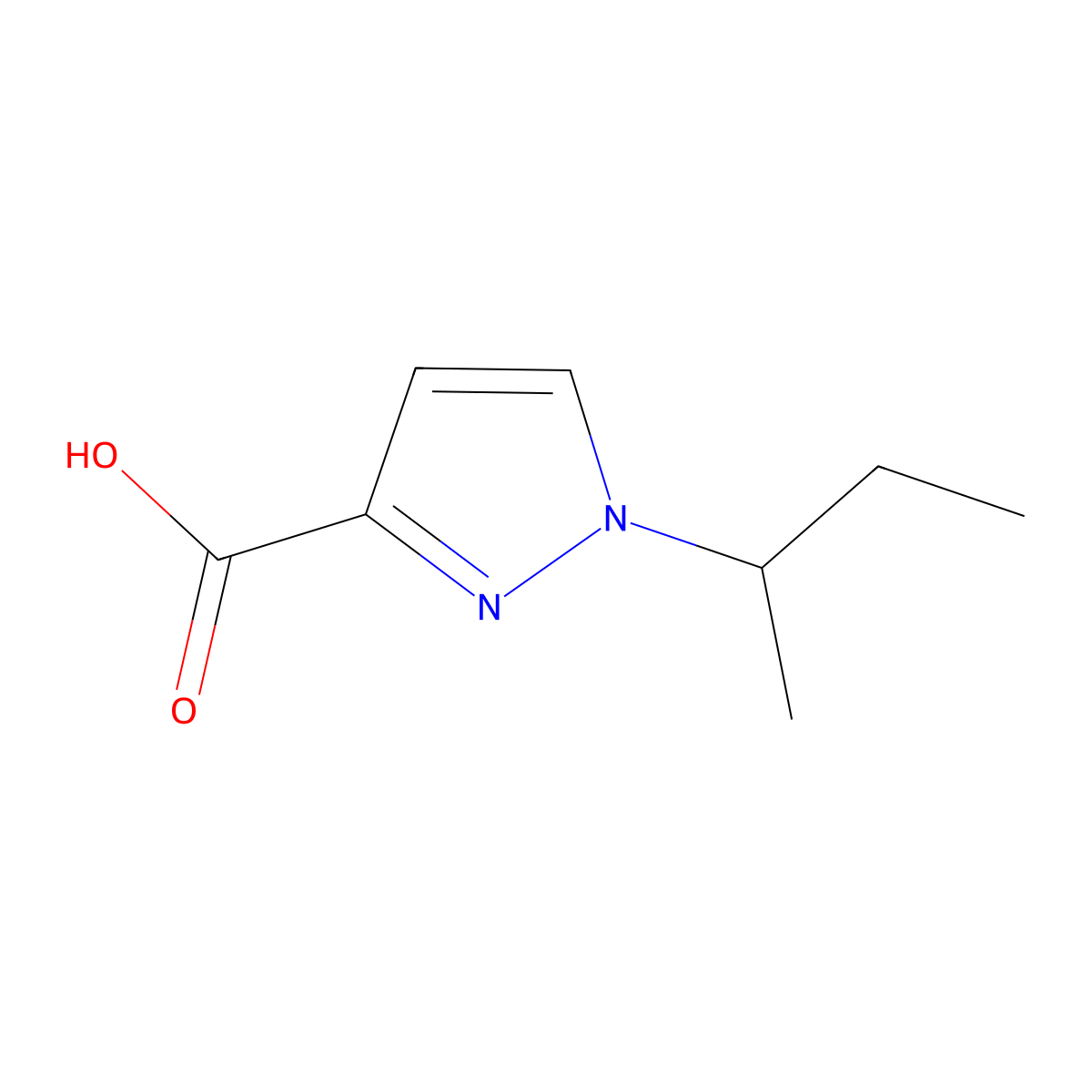 1-(butan-2-yl)-1H-pyrazole-3-carboxylic acid molecular structure, CAS 1006451-21-3