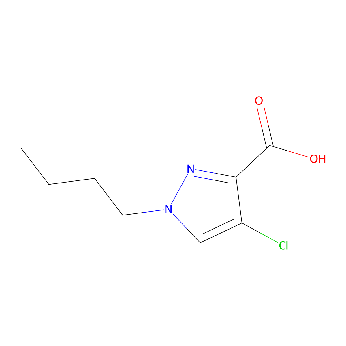 1-Butyl-4-chloro-1H-pyrazole-3-carboxylic acid molecular structure, CAS 1006451-25-7