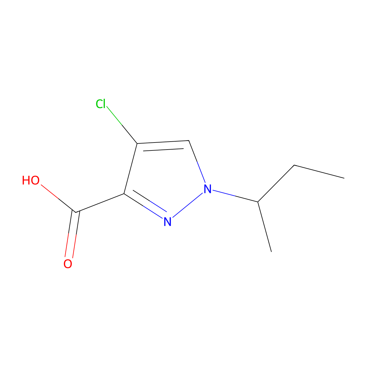 1-(sec-Butyl)-4-chloro-1H-pyrazole-3-carboxylic acid molecular structure, CAS 1006451-29-1