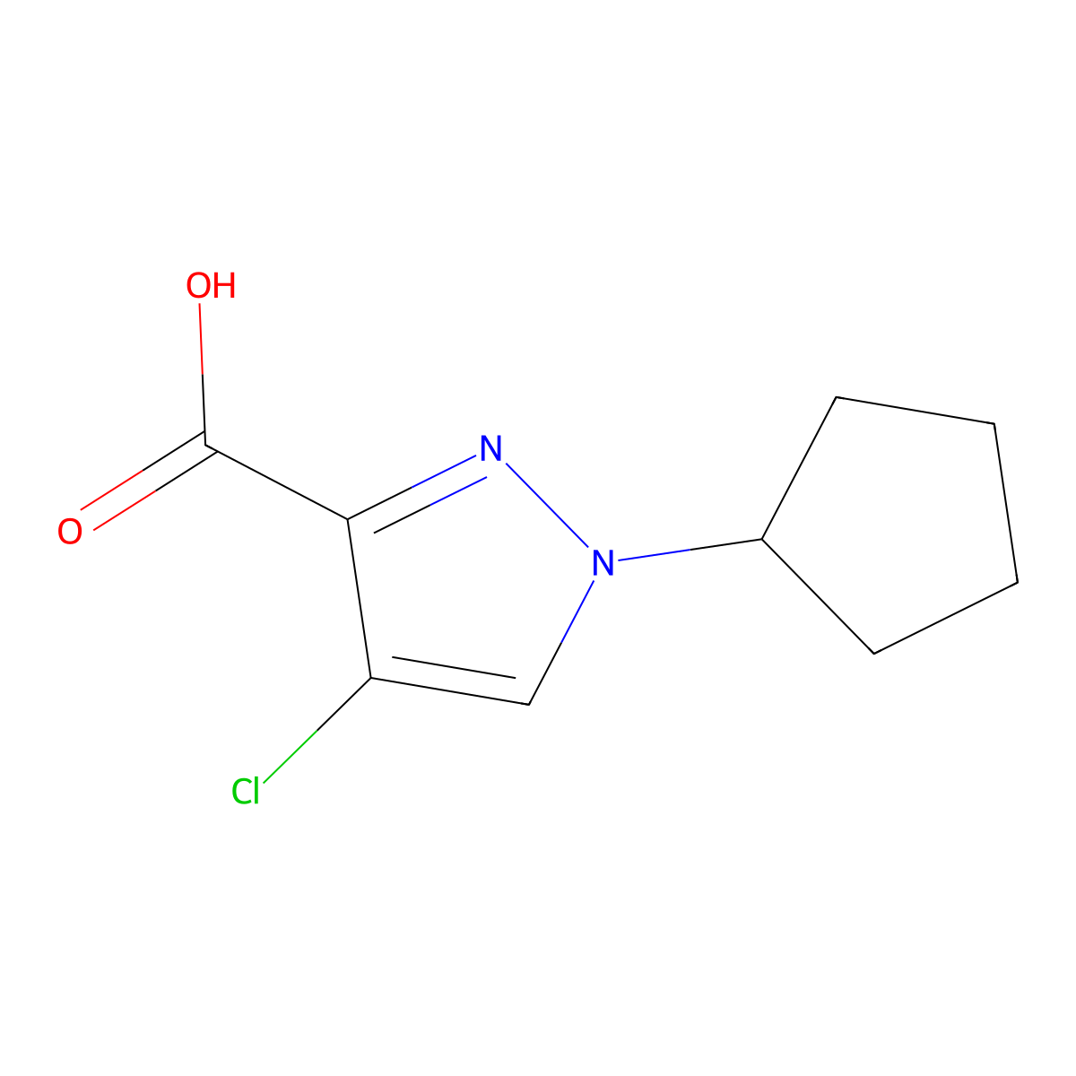 4-Chloro-1-cyclopentyl-1H-pyrazole-3-carboxylic acid molecular structure, CAS 1006451-33-7